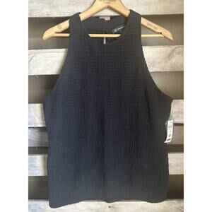 NWT INC Global Traveler Sleeveless Textured Top Deep Black Size XL